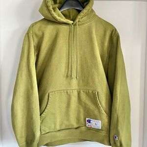 Supreme X Champion Green embroidered logo hoodie sweatshirt Large